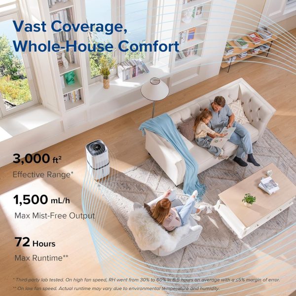 LEVOIT Superior 6000S Smart Evaporative Humidifiers for Home Whole House up to 3000ft², 6 Gal, Last 72-Hour, Premium Filter, Dry Mode, Wheels & Water Fill Hose & Foldable Storage - Quiet Sleep Mode - Image 2