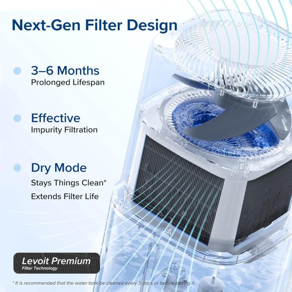 LEVOIT Superior 6000S Smart Evaporative Humidifiers for Home Whole House up to 3000ft², 6 Gal, Last 72-Hour, Premium Filter, Dry Mode, Wheels & Water Fill Hose & Foldable Storage - Quiet Sleep Mode - Image 4