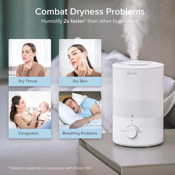 LEVOIT Humidifiers for Bedroom Baby, Sprout Evaporative with Dual Filters for Air & Water, Separate Sensor, Adjustable No Blue Nightlight, Auto Dry, Smart Control & Alexa, Auto Mode, 3.8L Tank for 36H - Image 39