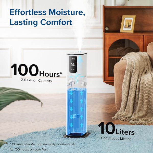 LEVOIT OasisMist 1000S (10L) Smart Humidifier for Home Large Room Bedroom, Last 100 Hours Suitable for Indoor Plant, Cover up to 600ft², Easy Top Fill, Remoter & Voice Control, Auto Mode, Quiet, White - Image 2