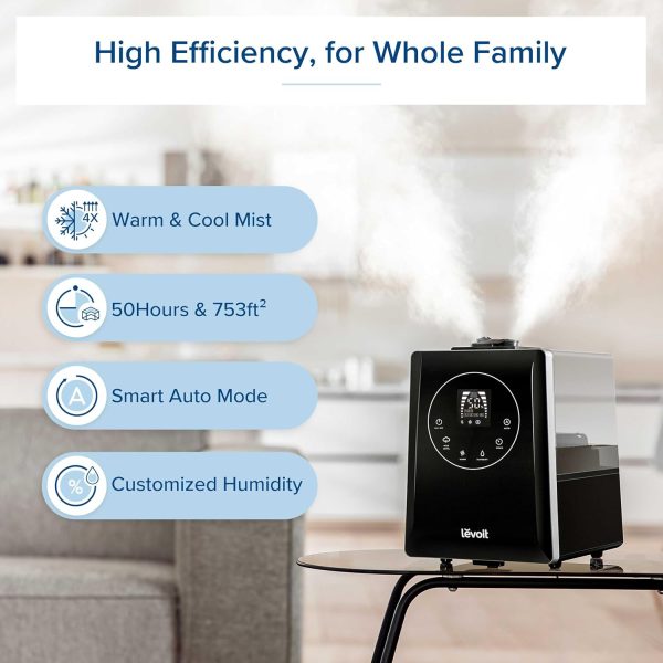 LEVOIT OasisMist 1000S (10L) Smart Humidifier for Home Large Room Bedroom, Last 100 Hours Suitable for Indoor Plant, Cover up to 600ft², Easy Top Fill, Remoter & Voice Control, Auto Mode, Quiet, White - Image 11