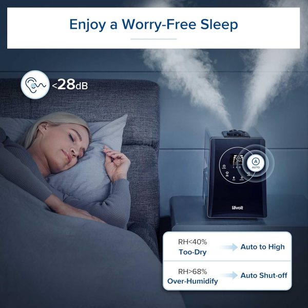 LEVOIT OasisMist 1000S (10L) Smart Humidifier for Home Large Room Bedroom, Last 100 Hours Suitable for Indoor Plant, Cover up to 600ft², Easy Top Fill, Remoter & Voice Control, Auto Mode, Quiet, White - Image 14