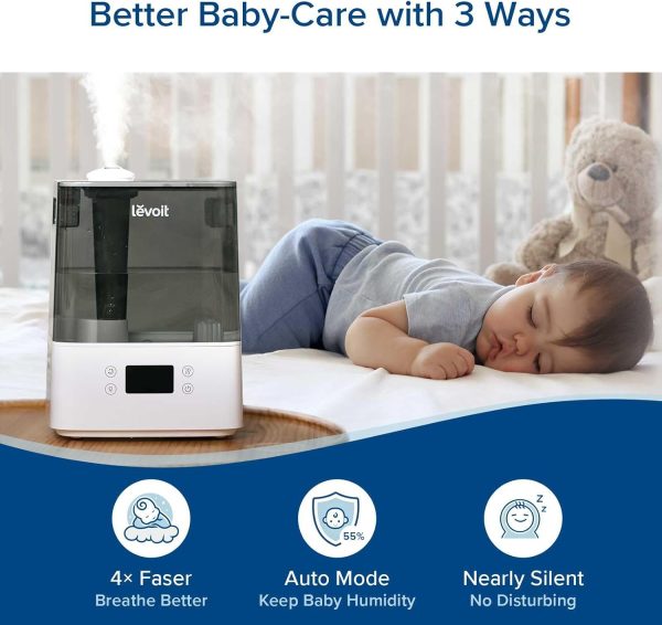 LEVOIT Smart Humidifiers for Bedroom Large Room Home,(6L) Cool Mist Top Fill Essential Oil Diffuser for Baby & Plants,Smart App & Voice Control, Rapid Humidification & Auto Mode-Quiet Sleep Mode, Gray - Image 7