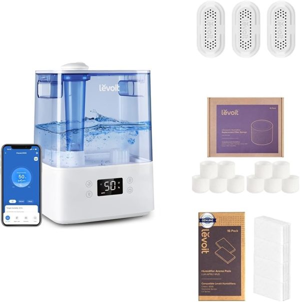 LEVOIT Smart Humidifiers for Bedroom Large Room Home,(6L) Cool Mist Top Fill Essential Oil Diffuser for Baby & Plants,Smart App & Voice Control, Rapid Humidification & Auto Mode-Quiet Sleep Mode, Gray - Image 16