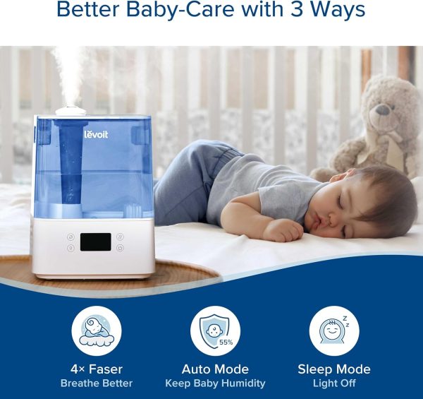 LEVOIT Smart Humidifiers for Bedroom Large Room Home,(6L) Cool Mist Top Fill Essential Oil Diffuser for Baby & Plants,Smart App & Voice Control, Rapid Humidification & Auto Mode-Quiet Sleep Mode, Gray - Image 22