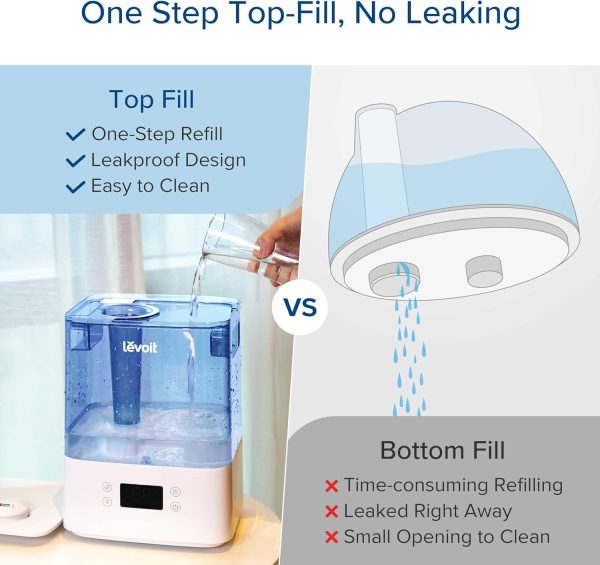 LEVOIT Smart Humidifiers for Bedroom Large Room Home,(6L) Cool Mist Top Fill Essential Oil Diffuser for Baby & Plants,Smart App & Voice Control, Rapid Humidification & Auto Mode-Quiet Sleep Mode, Gray - Image 24