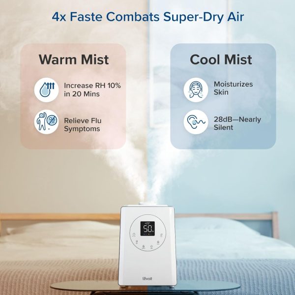 LEVOIT LV600S Smart Warm and Cool Mist Humidifiers for Home Bedroom Large Room, (6L) 753ft² Coverage, Quickly & Evenly Humidify Whole House, Easy Top Fill, App & Voice Control - Quiet Sleep Mode - Image 2