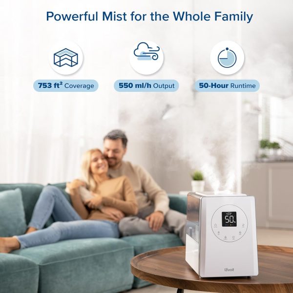 LEVOIT LV600S Smart Warm and Cool Mist Humidifiers for Home Bedroom Large Room, (6L) 753ft² Coverage, Quickly & Evenly Humidify Whole House, Easy Top Fill, App & Voice Control - Quiet Sleep Mode - Image 4