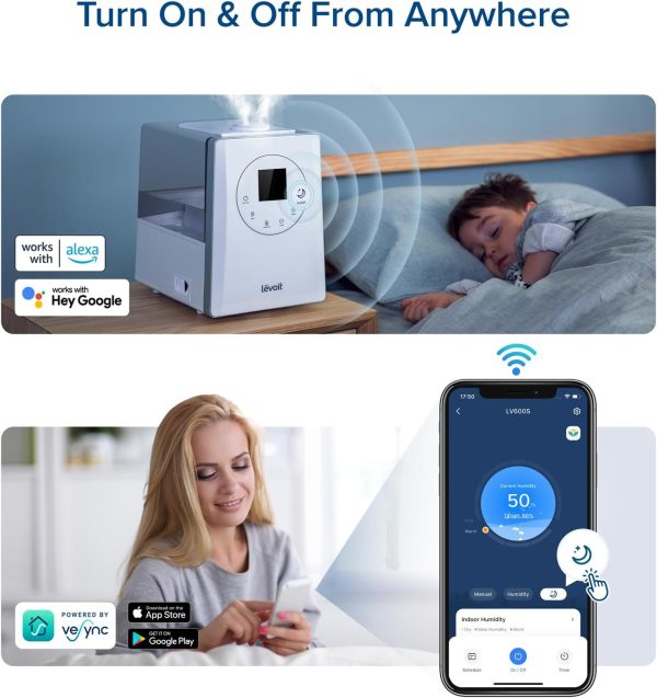 LEVOIT LV600S Smart Warm and Cool Mist Humidifiers for Home Bedroom Large Room, (6L) 753ft² Coverage, Quickly & Evenly Humidify Whole House, Easy Top Fill, App & Voice Control - Quiet Sleep Mode - Image 5