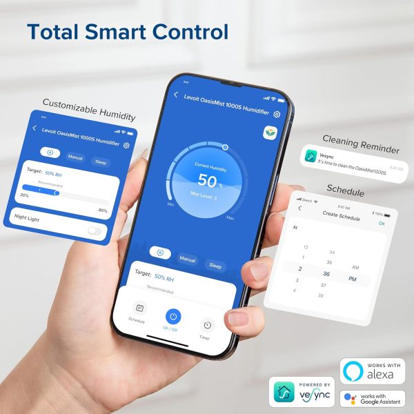 LEVOIT LV600S Smart Warm and Cool Mist Humidifiers for Home Bedroom Large Room, (6L) 753ft² Coverage, Quickly & Evenly Humidify Whole House, Easy Top Fill, App & Voice Control - Quiet Sleep Mode - Image 17