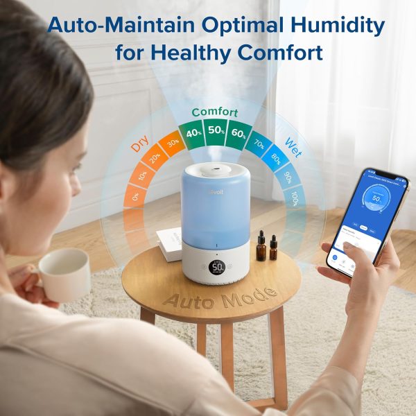LEVOIT Dual 200S Smart Humidifiers for Bedroom, Top Fill, Customize Humidity for Home, Baby Nursery & Plants with Humidistat, Essential Oil Diffuser, Schedule, Timer, APP & Voice Control, 3L, Blue - Image 2