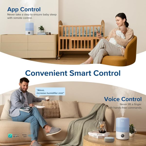 LEVOIT Dual 200S Smart Humidifiers for Bedroom, Top Fill, Customize Humidity for Home, Baby Nursery & Plants with Humidistat, Essential Oil Diffuser, Schedule, Timer, APP & Voice Control, 3L, Blue - Image 3