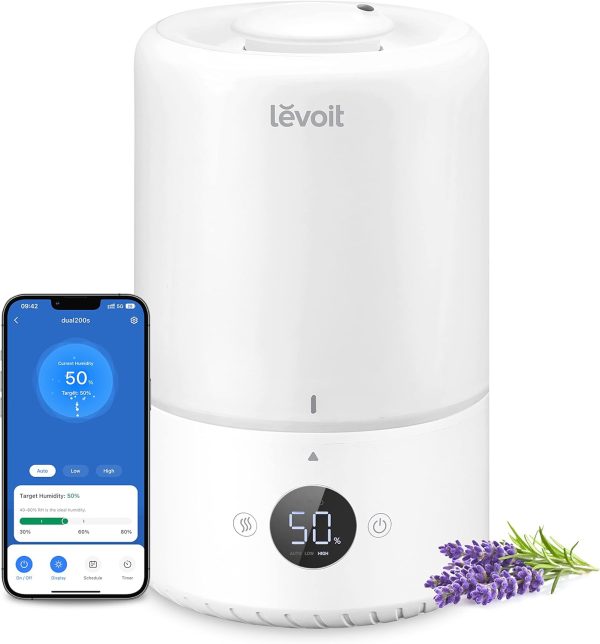 LEVOIT Dual 200S Smart Humidifiers for Bedroom, Top Fill, Customize Humidity for Home, Baby Nursery & Plants with Humidistat, Essential Oil Diffuser, Schedule, Timer, APP & Voice Control, 3L, Blue - Image 9