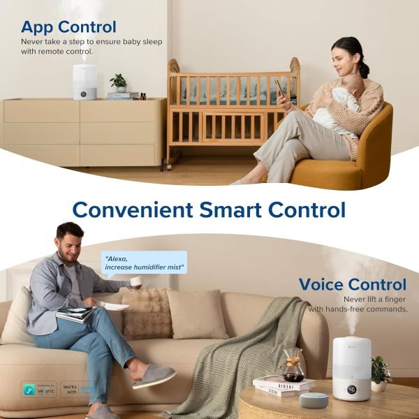 LEVOIT Dual 200S Smart Humidifiers for Bedroom, Top Fill, Customize Humidity for Home, Baby Nursery & Plants with Humidistat, Essential Oil Diffuser, Schedule, Timer, APP & Voice Control, 3L, Blue - Image 11