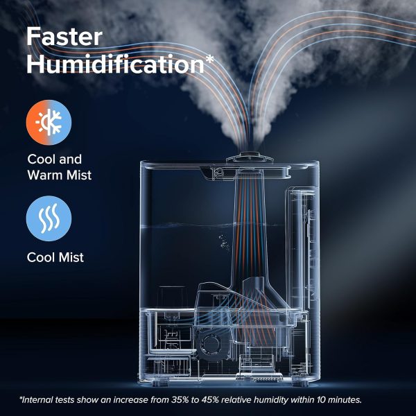 LEVOIT 6L Smart Warm and Cool Mist Humidifiers for Home Bedroom, 60H Runtime and Auto Customized Humidity for Large room, Schedule, Easy Top Fill, Essential Oil Diffuser, Whisper-Quiet, Handle, Black - Image 3