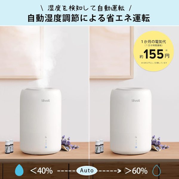 LEVOIT 6L Smart Warm and Cool Mist Humidifiers for Home Bedroom, 60H Runtime and Auto Customized Humidity for Large room, Schedule, Easy Top Fill, Essential Oil Diffuser, Whisper-Quiet, Handle, Black - Image 11