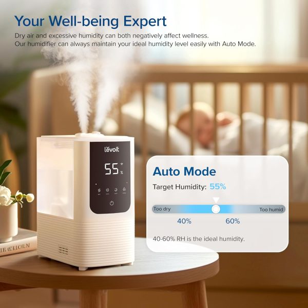 LEVOIT 6L Smart Warm and Cool Mist Humidifiers for Home Bedroom, 60H Runtime and Auto Customized Humidity for Large room, Schedule, Easy Top Fill, Essential Oil Diffuser, Whisper-Quiet, Handle, Black - Image 22