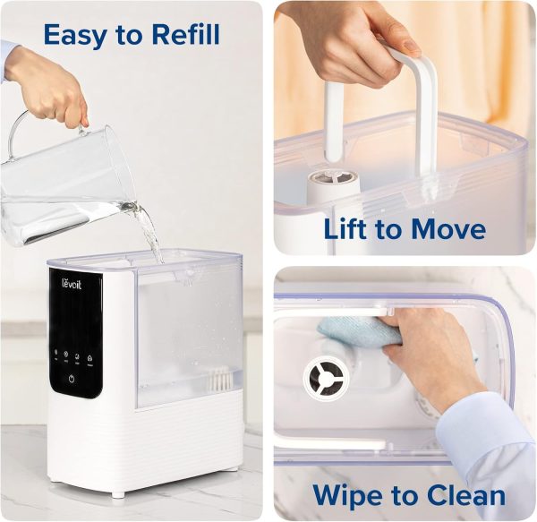 LEVOIT 6L Smart Warm and Cool Mist Humidifiers for Home Bedroom, 60H Runtime and Auto Customized Humidity for Large room, Schedule, Easy Top Fill, Essential Oil Diffuser, Whisper-Quiet, Handle, Black - Image 24