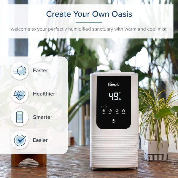 LEVOIT 6L Smart Warm and Cool Mist Humidifiers for Home Bedroom, 60H Runtime and Auto Customized Humidity for Large room, Schedule, Easy Top Fill, Essential Oil Diffuser, Whisper-Quiet, Handle, Black - Image 27