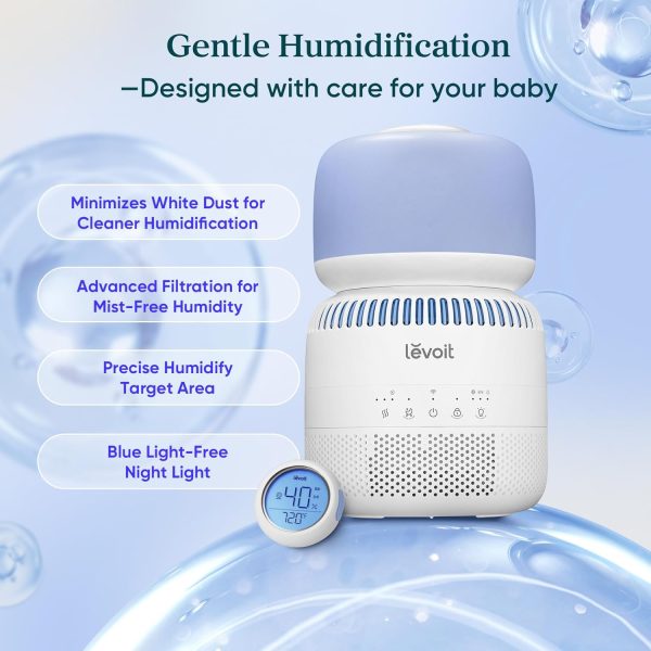 LEVOIT Classic 160 Top-Fill Ultrasonic Cool Mist Humidifier, Super Easy to Fill and Clean, Quiet Operation for Bedroom Home Baby & Plants, Auto Shut-off for Safety, 360° Rotating Nozzle, 2.5L, Black - Image 9