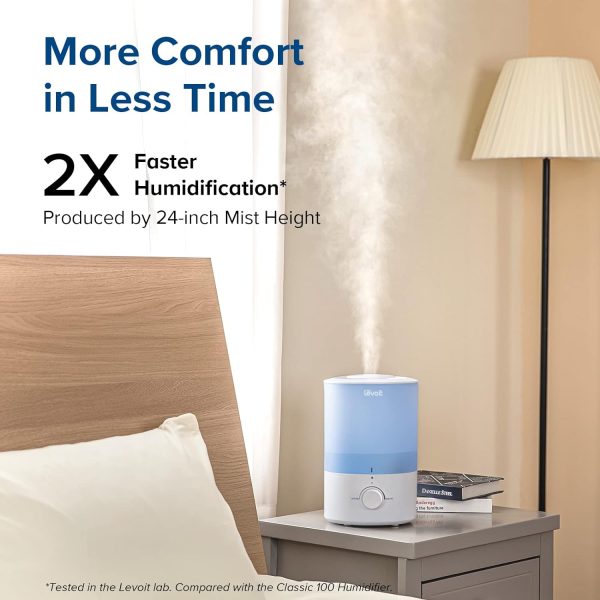 LEVOIT Classic 160 Top-Fill Ultrasonic Cool Mist Humidifier, Super Easy to Fill and Clean, Quiet Operation for Bedroom Home Baby & Plants, Auto Shut-off for Safety, 360° Rotating Nozzle, 2.5L, Black - Image 16