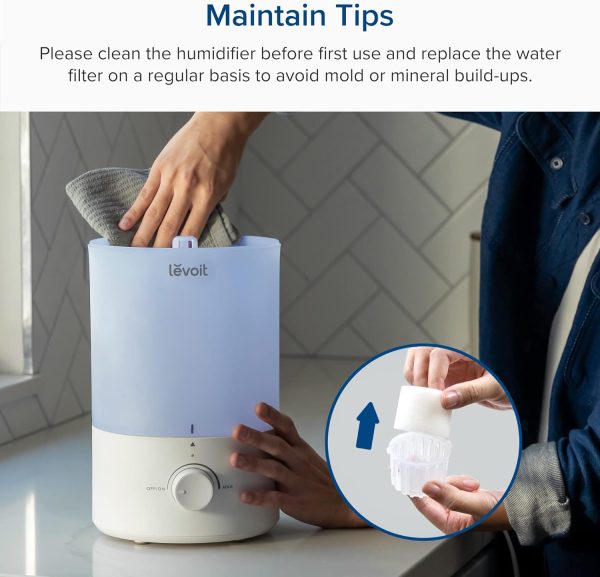 LEVOIT Classic 160 Top-Fill Ultrasonic Cool Mist Humidifier, Super Easy to Fill and Clean, Quiet Operation for Bedroom Home Baby & Plants, Auto Shut-off for Safety, 360° Rotating Nozzle, 2.5L, Black - Image 23