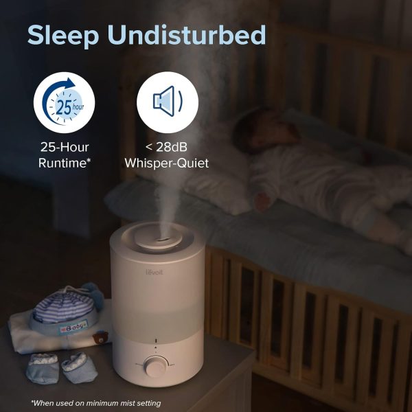 LEVOIT Classic 160 Top-Fill Ultrasonic Cool Mist Humidifier, Super Easy to Fill and Clean, Quiet Operation for Bedroom Home Baby & Plants, Auto Shut-off for Safety, 360° Rotating Nozzle, 2.5L, Black - Image 35